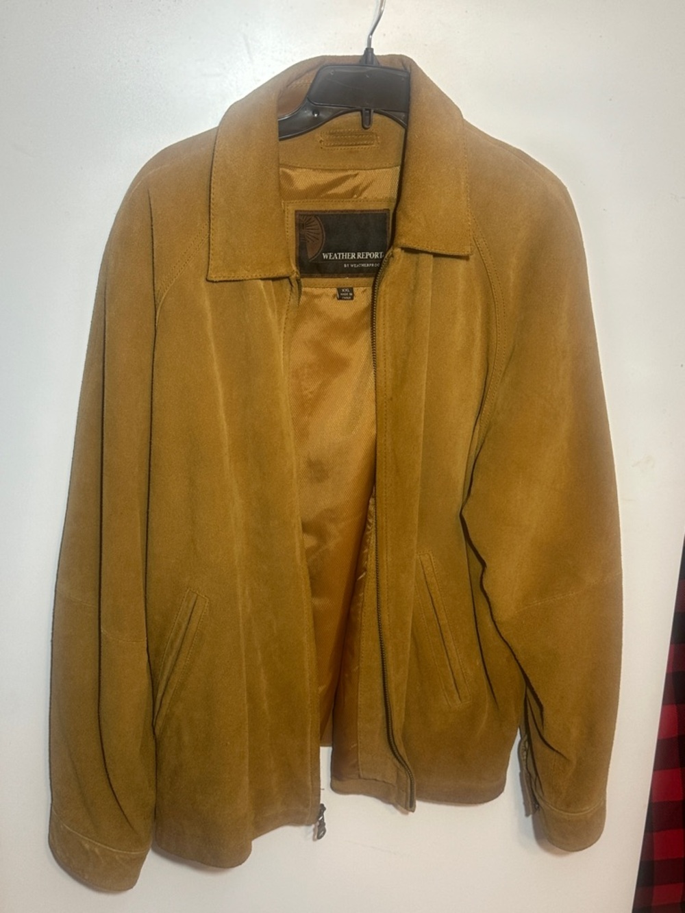Men's Suede Bomber Jacket - Camel CB